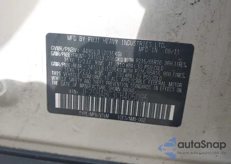 2012 Subaru Forester 2.5X from USA, damaged, VIN JF2SHABC3CH405095